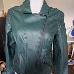 Her Universe Green Studded Leather Jacket